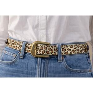 Vintage 90s Elite Leopard Print Jeweled Western Statement Belt S